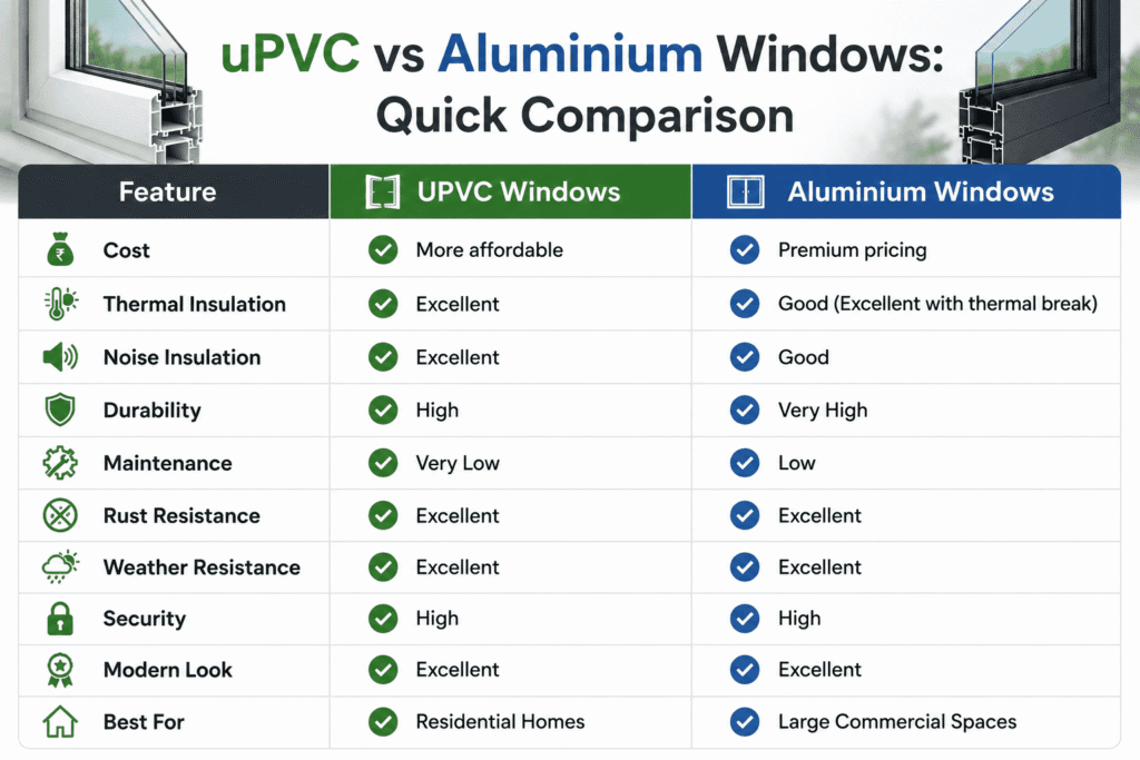 UPVC Windows vs Aluminium Windows
